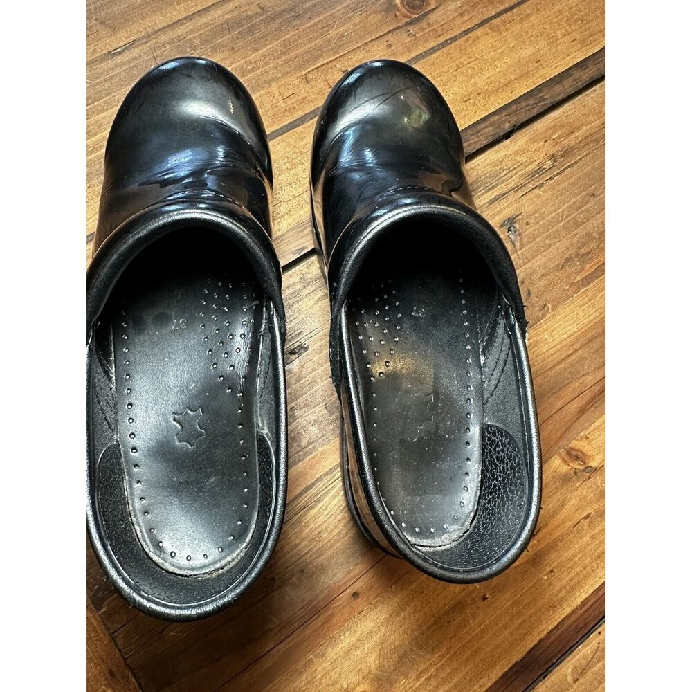 Dansko XP Womens 37 Shiny Black Patent Leather Slip On Comfort Shoes Clogs - Picture 5 of 12